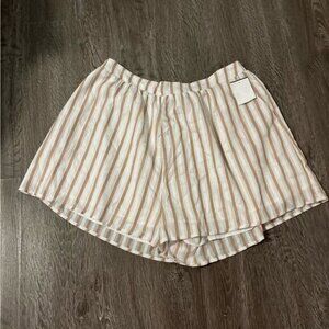 Forever 21 High Waist Tan and White Striped Shorts 2X